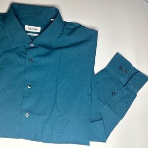 Calvin Klein Men’s Teal Dress Shirt 17/34-35 Regular Fit – New